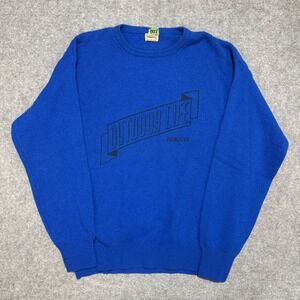 Vintage Fiorucci Outdoor Life Blue Knit Sweater Mens Graphic‎ Crewneck
